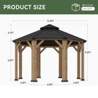 [13X13FT] Alora Premium All-Weather Octagonal Double Hardtop Cedar Wood Gazebo