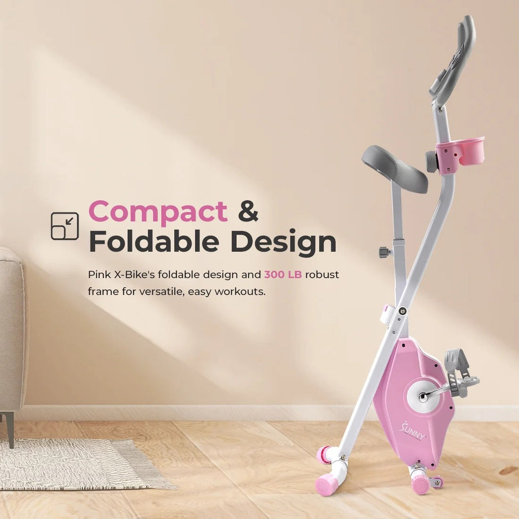 Pink Foldable Magnetic Exercise X-Bike
