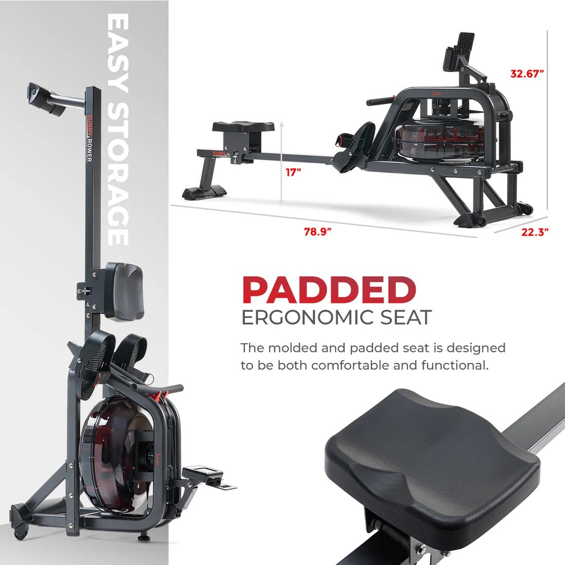 Premium Smart Obsidian Surge 500 m Water Rowing Machine
