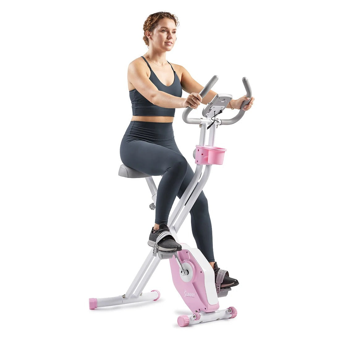 Pink Foldable Magnetic Exercise X-Bike