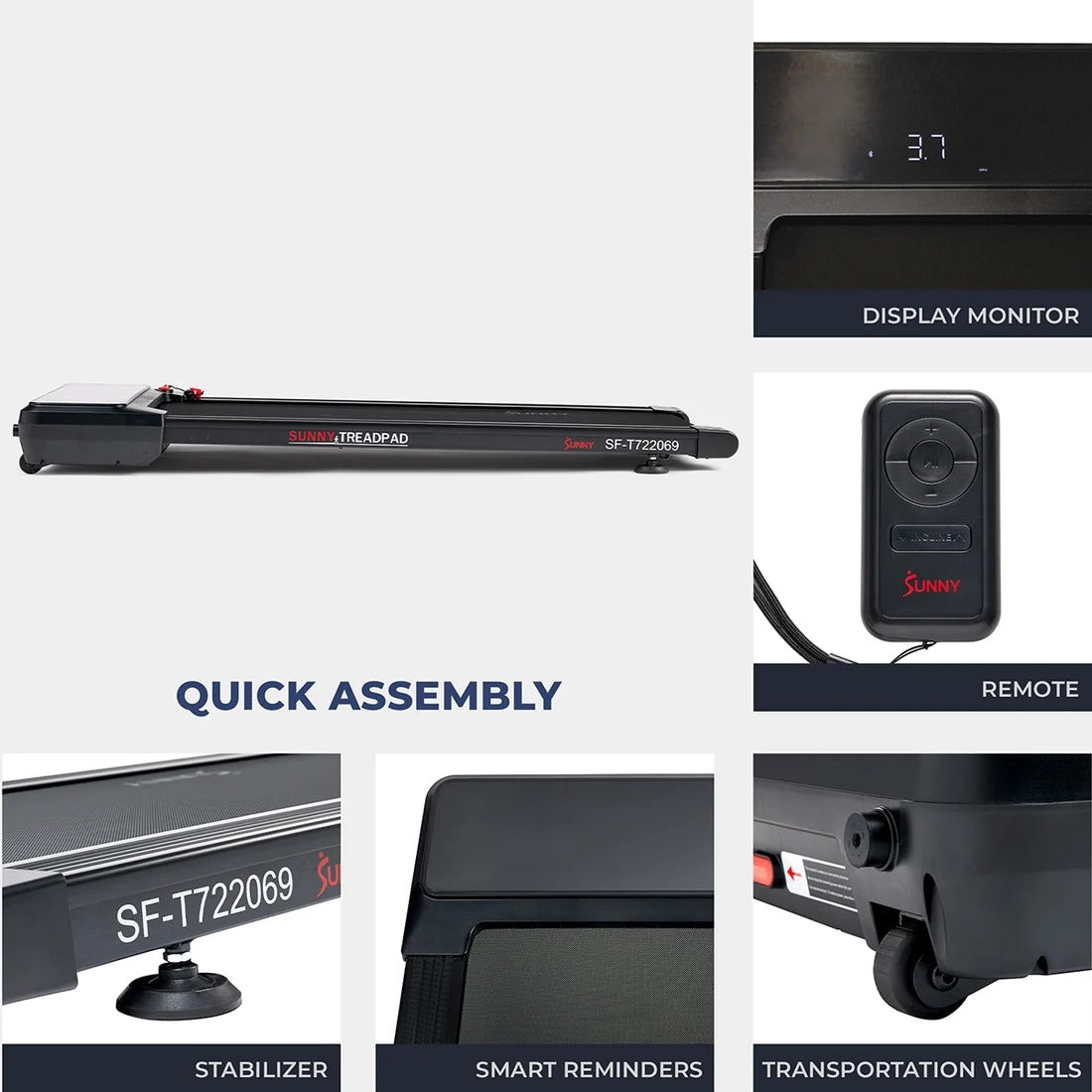 Pacer Auto Incline Under Desk Smart TreadPad® Walking Treadmill