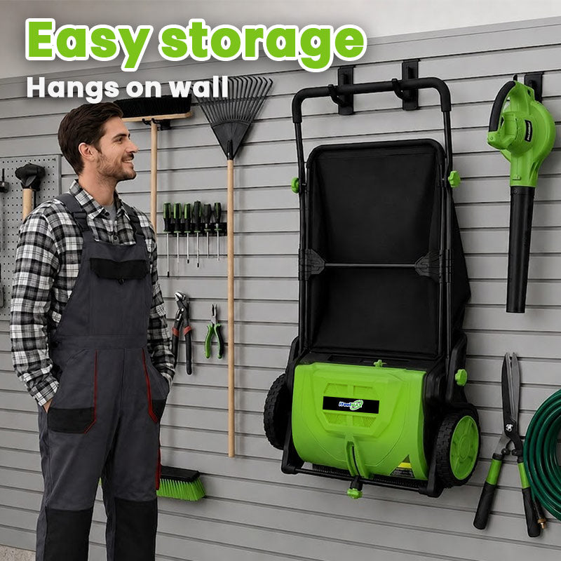 22-Inch Push Lawn Sweeper & Leaf Collector with 100L Hopper