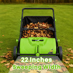 22-Inch Push Lawn Sweeper & Leaf Collector with 100L Hopper