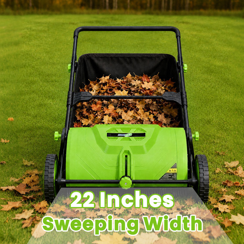 22-Inch Push Lawn Sweeper & Leaf Collector with 100L Hopper