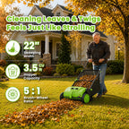 22-Inch Push Lawn Sweeper & Leaf Collector with 100L Hopper