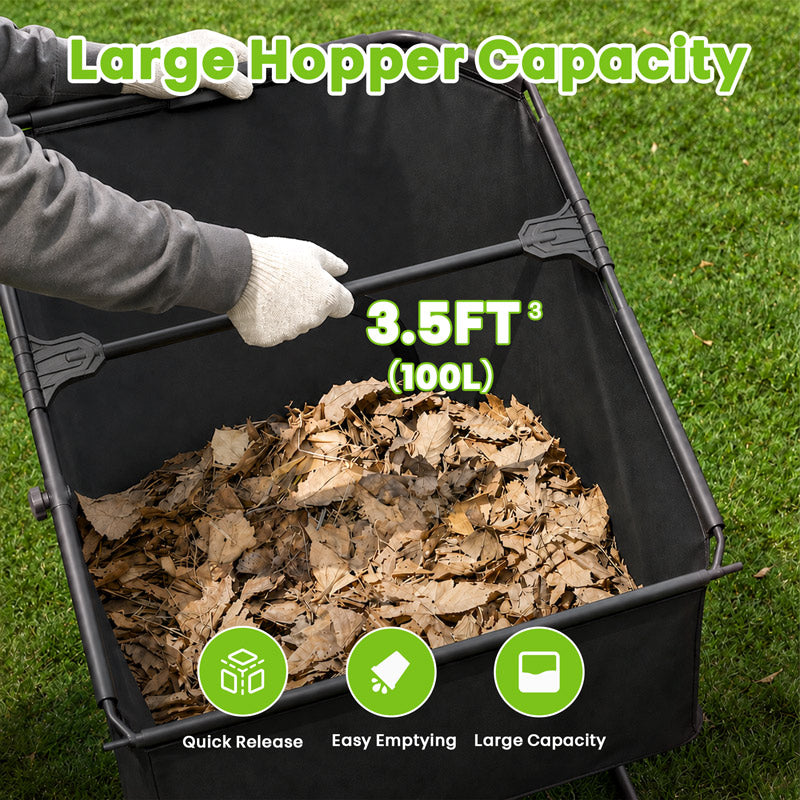 22-Inch Push Lawn Sweeper & Leaf Collector with 100L Hopper