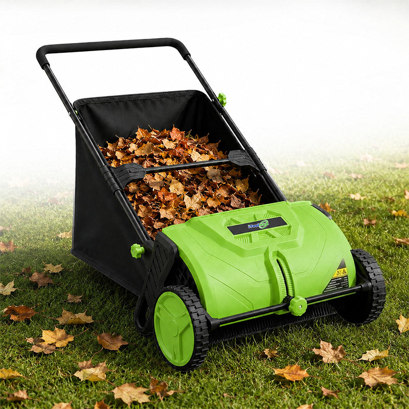 22-Inch Push Lawn Sweeper & Leaf Collector with 100L Hopper