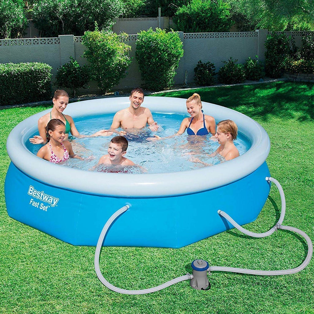 Bestway 10′ x 30″ Fast Set Inflatable Above Ground Swimming Pool w/ Filter Pump