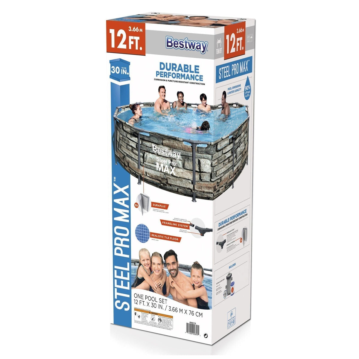 Bestway  12′ x 30″ Steel Pro Max Round Above Ground Swimming Pool