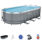 Bestway Power Steel 18′ x 9′ x 48″ Oval Above Ground Outdoor Swimming Pool Set