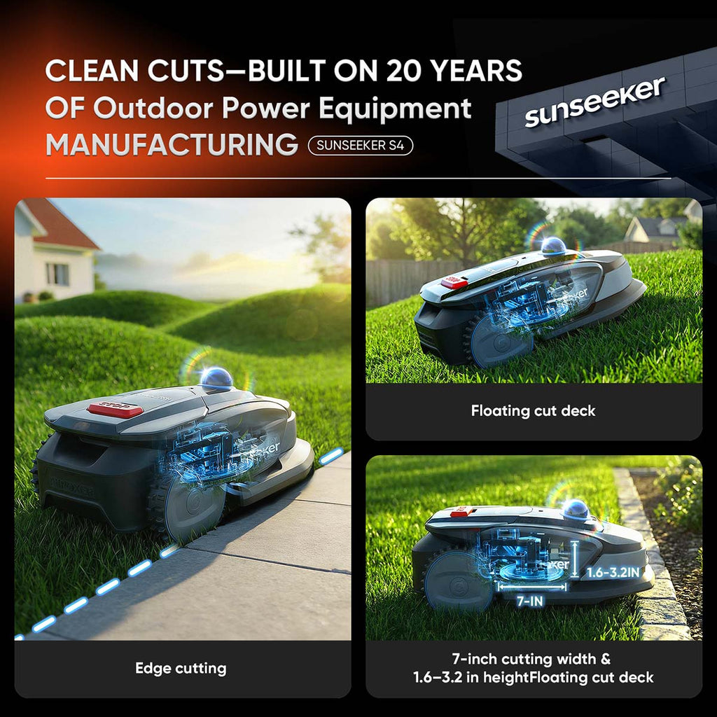 Sunseeker S4 Robot Mower + Blades Kit, Wire-Free Perimeter