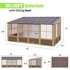 EROMMY 10X16 Lean to Sunroom for Backyard – Brown