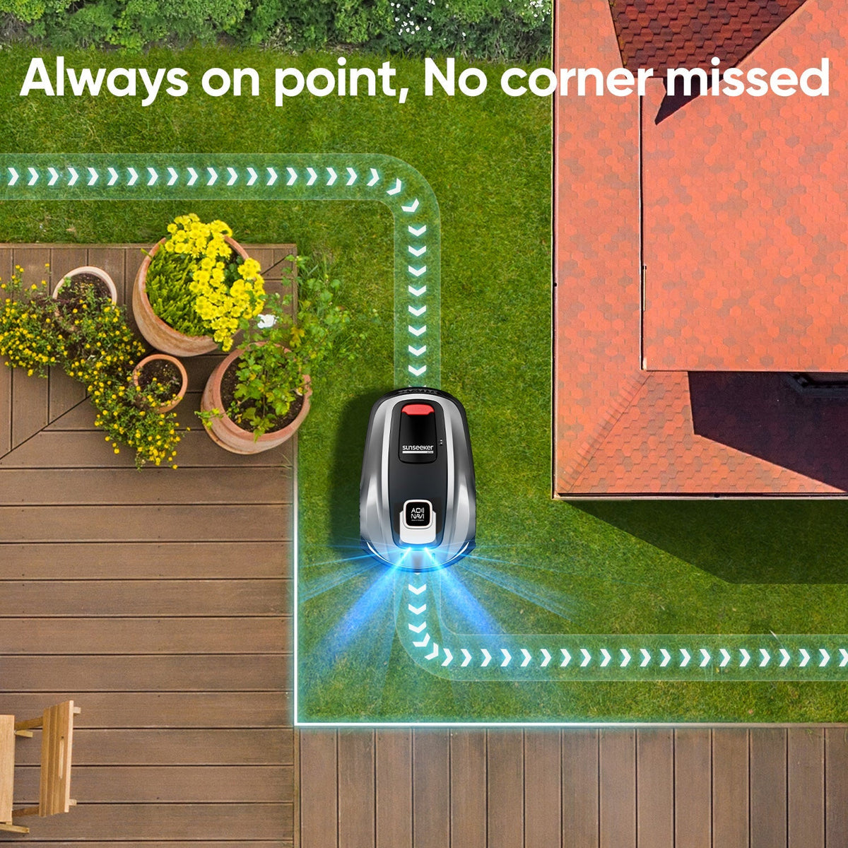Sunseeker X5 Wireless AI Robot Lawn Mower with Protective Garage Shelter